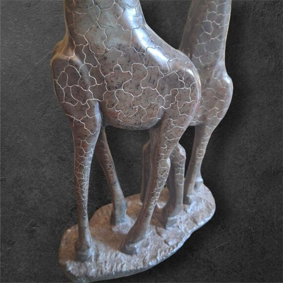 Giraffe Sculpture Desert Animal African Savanah Brown 12 Inch Kissing Mother Bab - Picture 3 of 4